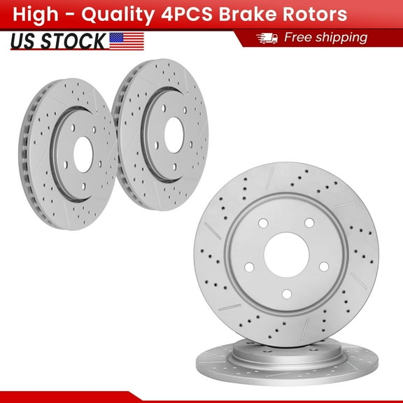 ACB ZONE 4PCS Front Rear Brake Rotors Set, Drilled & Slotted Disc Rotors Kit for Chrysler Town & Country Dodge Grand Caravan Journey Volkswagen Routan