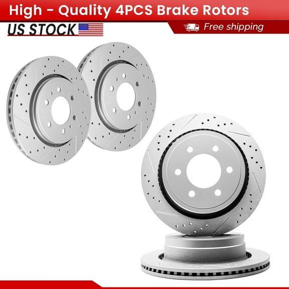 ACB ZONE 4PCS Front Rear Brake Rotors Set, Drilled & Slotted Disc Rotors Kit for Ford F-150 2012-2014 6 Lug Models 2015-2020 6 Lug Models with Manual Parking Brakes