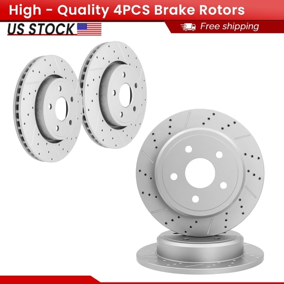 ACB ZONE 4PCS Front Rear Brake Rotors Set, Drilled & Slotted Disc Rotors Kit for Jeep Commander 2006-2010 All Models Grand Cherokee 2005 All Models 2006-2010 Excluding SRT-8 Models