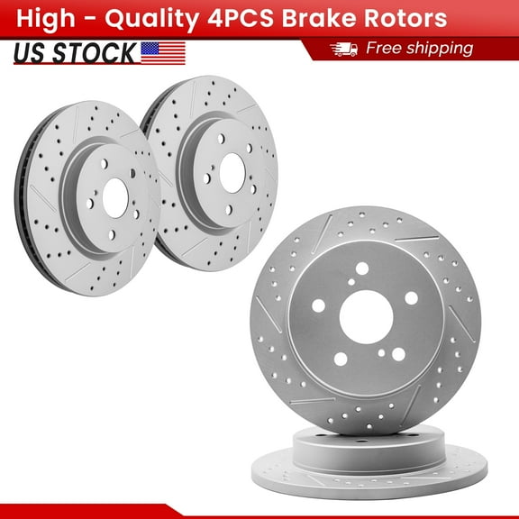 ACB ZONE 4PCS Front Rear Brake Rotors Set, Drilled & Slotted Disc Rotors Kit for Lexus ES250 ES300h EX350 UX200 UX250h Toyota Avalon C-HR Camry Corolla Cross Prius AWD-e RAV4 Venza