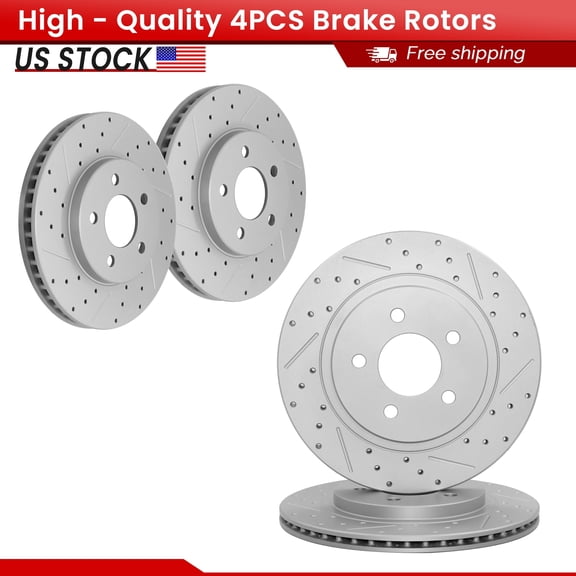 ACB ZONE 4PCS Front Rear Brake Rotors Set, Drilled & Slotted Disc Rotors Kit for 2005-2010 Ford Mustang