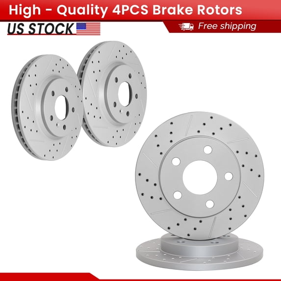 ACB ZONE 4PCS Front Rear Brake Rotors Set, Drilled & Slotted Disc Rotors Kit for Chevrolet Impala Limited 2014-2016 Impala 2011-2013