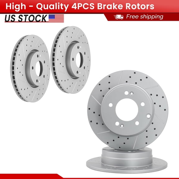 ACB ZONE 4PCS Front Rear Brake Rotors Set, Drilled & Slotted Disc Rotors Kit for Hyundai Sonata 2006-2016 Kia Optima 2011-2015