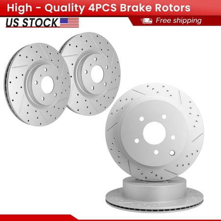ACB ZONE 4PCS Front Rear Brake Rotors Set, Drilled & Slotted Disc Rotors Kit for Infiniti M35h M37 M56 Q70 Q70L QX70 Nissan Murano