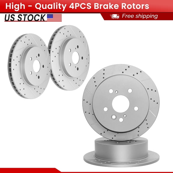 ACB ZONE 4PCS Front Rear Brake Rotors Set, Drilled & Slotted Disc Rotors Kit for Toyota Highlander Lexus RX330 RX400h RX350