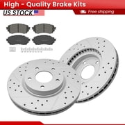 ACB ZONE 6PCS Front Brake Kits for 2014 - 2018 Mazda 6 All Models, Drilled Slotted Disc Brake Rotors and Ceramic Brake Pads 981026, 1711
