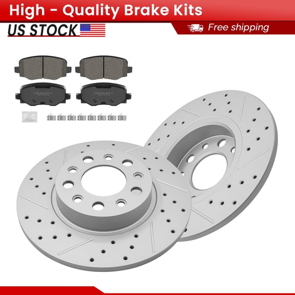 ACB ZONE 6PCS Rear Brake Kits for 2016 - 2023 Fiat 500X 2023 - 2025 Dodge Hornet, Drilled Slotted Disc Brake Rotors and Ceramic Brake Pads (981643, 1809)
