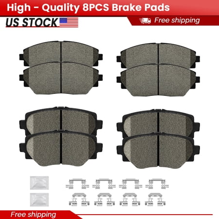ACB ZONE 8PCS Front and Rear Ceramic Brake Pads with Hardware for 2014 - 2018 Mazda 3 Sport Built in Japan (P-1728, P-1729)