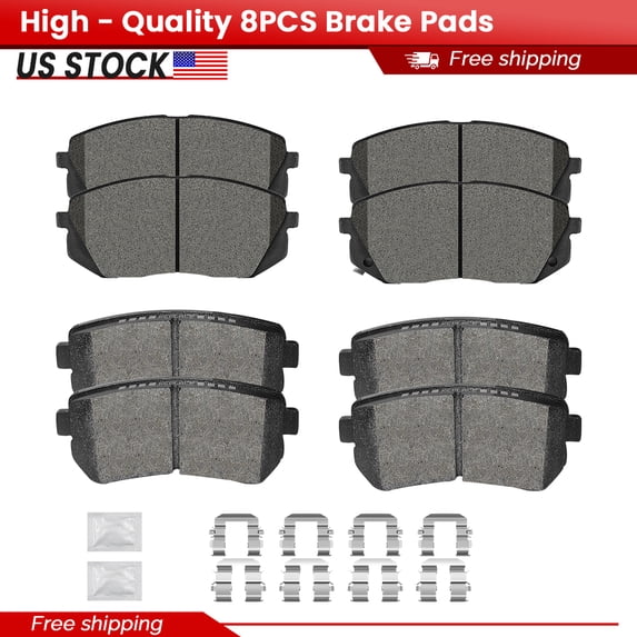 ACB ZONE 8PCS Front and Rear Ceramic Brake Pads with Hardware for 2015 2016 Hyundai Sonata Gas Engine And With Manual Parking Brake (P-1826, P-1157)