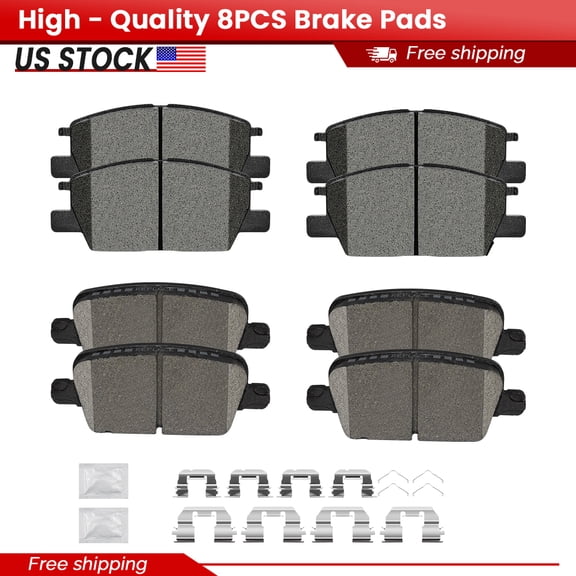 ACB ZONE 8PCS Front and Rear Ceramic Brake Pads with Hardware for 2016 2017 2018 2019 2020 2021 Chevy Malibu (P-1913, P-1921)
