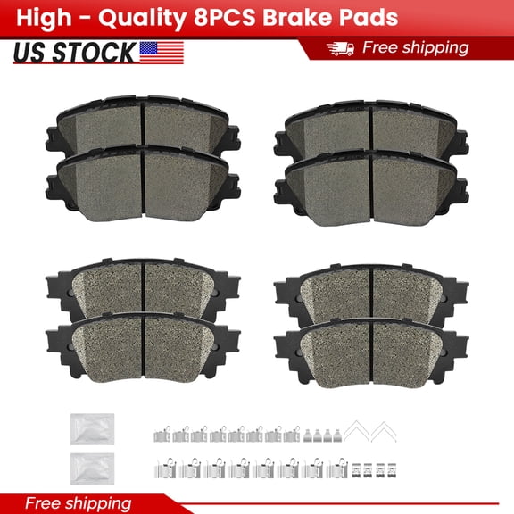 ACB ZONE 8PCS Front and Rear Ceramic Brake Pads with Hardware for Lexus ES300h ES350 Toyota Camry Avalon (P-2076, P-1805)