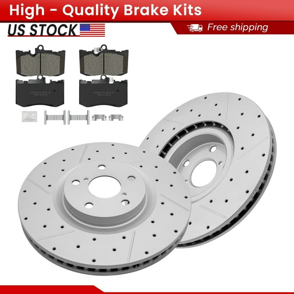 ACB ZONE Drilled Slotted Brake Rotors and Ceramic Brake Pads (980917, 1586), Front Brake Kits for Lexus IS300 IS350 GS350 RC350 RC300