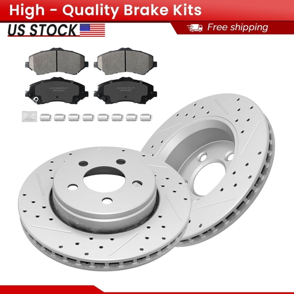 ACB ZONE Front Brake Kits for 2007-2011 Dodge Nitro 2008-2012 Jeep Liberty All Engine Size, Drilled Slotted Disc Brake Rotors and Ceramic Brake Pads