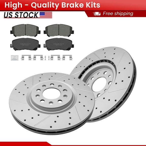 ACB ZONE Front Brake Kits for 2015-2017 Chrysler 200 2014-2021 Jeep Cherokee, Drilled Slotted Disc Brake Rotors and Ceramic Brake Pads