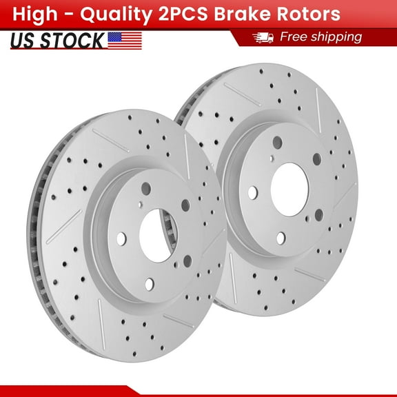 ACB ZONE Front Brake Rotors Set for Pontiac Vibe Scion tC iM Toyota Matrix RAV4 Venza Camry Avalon iM Corolla iM Mirai Lexus ES350 ES300h, Drilled & Slotted Disc Rotors Kit (Left & Right)