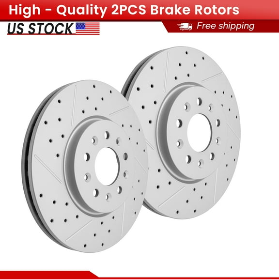 ACB ZONE Front Brake Rotors Set for Buick LaCrosse Envision Chevy Equinox GMC Terrain, Drilled & Slotted Disc Rotors Kit (582033LR)