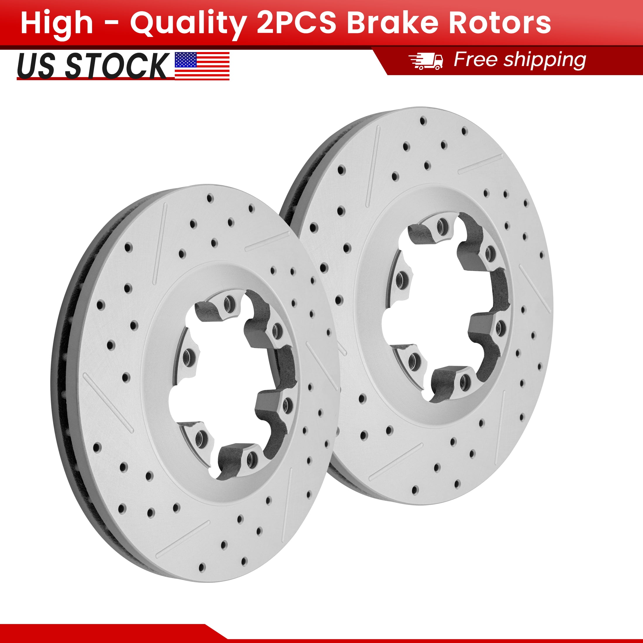 ACB ZONE Front Brake Rotors Set for Chevy Colorado GMC Canyon Isuzu i-290 i-370 I-280 I-350, Drilled & Slotted Disc Rotors Kit (580216LR)