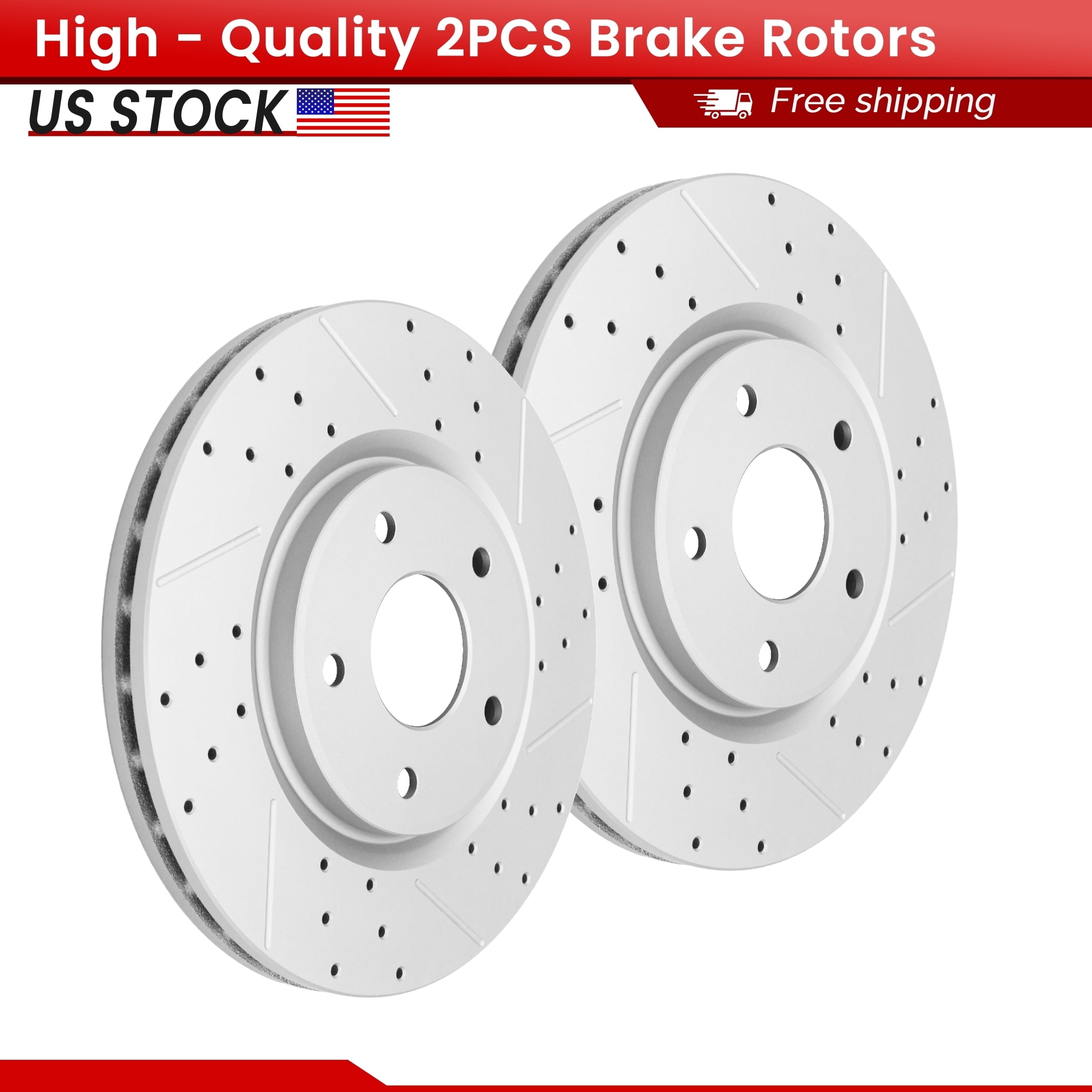 ACB ZONE Front Brake Rotors Set for Dodge Journey 2012-2020 Chrysler Town & Country Ram, Drilled & Slotted Disc Rotors Kit (53068LR)