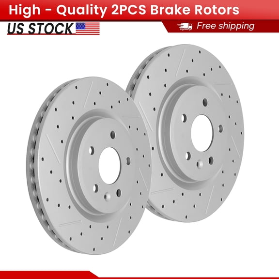 ACB ZONE Front Brake Rotors Set for Ford Explorer Taurus Flex Lincoln MKS, Drilled & Slotted Disc Rotors Kit (54166)