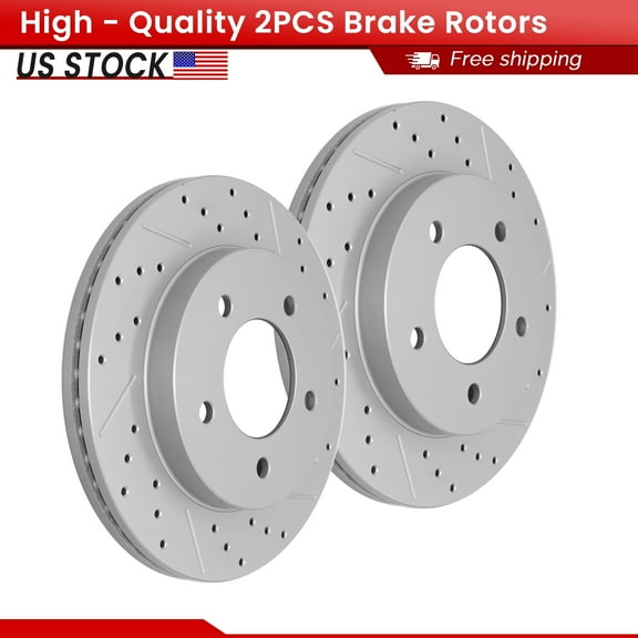 ACB ZONE Front Brake Rotors Set for Ford F-150 1997-2004 4X4 MODELS WITH 5-LUGS, Drilled & Slotted Disc Rotors Kit (54042LR)