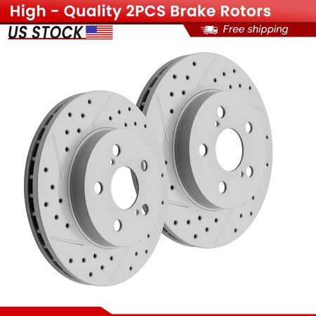 ACB ZONE Front Brake Rotors Set for Toyota Corolla Prius Prime AWD-e 254.90mm Diameter, Drilled & Slotted Disc Rotors Kit (982071LR)
