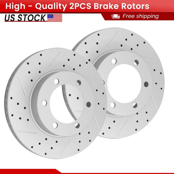 ACB ZONE Front Brake Rotors Set for Toyota Sequoia 2001-2007 Tundra 2000-2006 All Models, Drilled & Slotted Disc Rotors Kit (Left & Right)