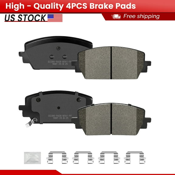 ACB ZONE Front Ceramic Brake Pads with Hardware for 2021 - 2023 Kia Sorento Hyundai Santa Cruz Santa Fe All Models (P-2380)