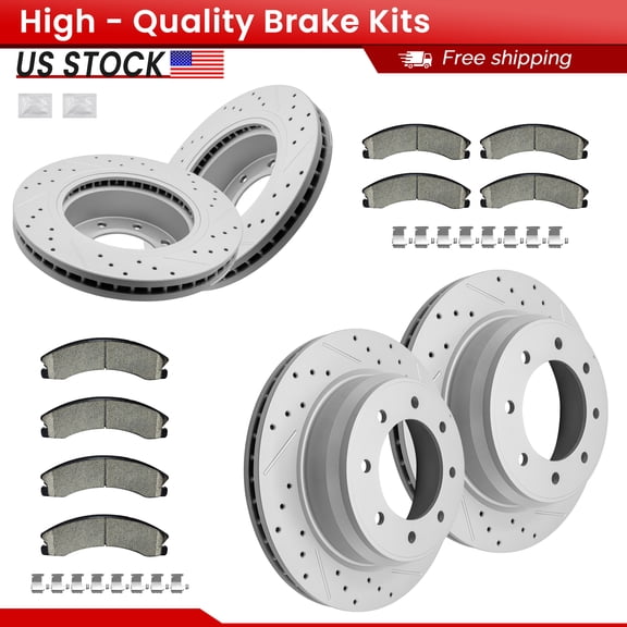 ACB ZONE Front Rear Brake Kits for 2012-2019 Nissan NV1500 NV2500 NV3500 (980975, 980974, 1411, 1411), Drilled Slotted Disc Brake Rotors and Ceramic Brake Pads