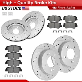 ACB ZONE Front Rear Brake Kits for Hyundai Elantra GT Veloster Elantra Elantra Coupe Kia Forte Forte5 Forte Koup, Drilled Slotted Disc Brake Rotors and Ceramic Brake Pads