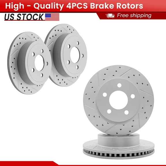 ACB ZONE Front Rear Brake Rotors Set for 2003 2004 2005 2006 2007 Jeep Liberty All Models, Drilled & Slotted Disc Rotors Kit (780036, 780134)