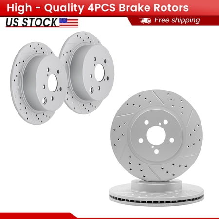ACB ZONE Front Rear Brake Rotors Set for 2017-2023 Subaru Impreza Crosstrek, Drilled & Slotted Disc Rotors Kit (982487, 31605)