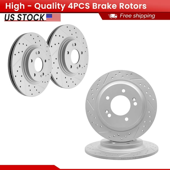 ACB ZONE Front Rear Brake Rotors Set for 2020 2021 2022 Hyundai Sonata, Drilled & Slotted Disc Rotors Kit (981772LR, 982703LR)