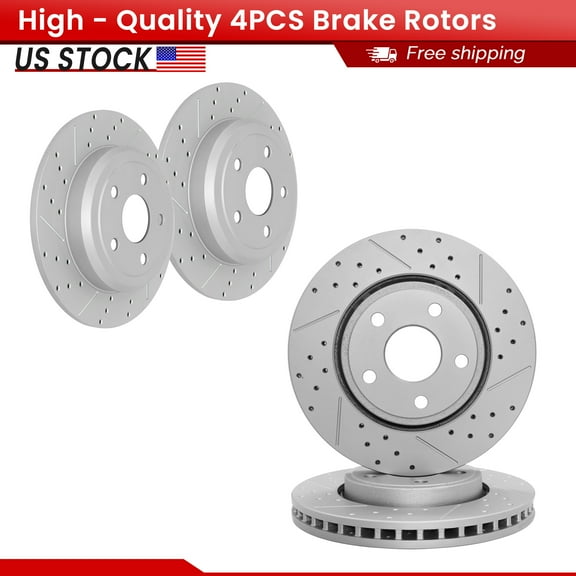 ACB ZONE Front Rear Brake Rotors Set for 32011-2020 Jeep Grand Cherokee 3.6L, Drilled & Slotted Disc Rotors Kit (53062, 53061)