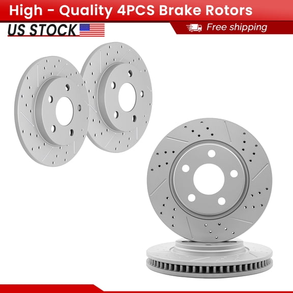 ACB ZONE Front Rear Brake Rotors Set for Buick LaCrosse Allure Pontiac Grand Prix, Drilled & Slotted Disc Rotors Kit (580188, 55085)