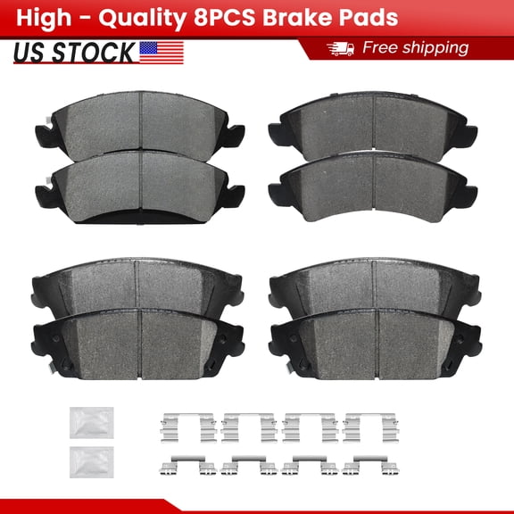ACB ZONE Front and Rear Ceramic Brake Pads with Hardware for Cadillac Escalade/Escalade ESV Chevrolet Silverado Suburban Tahoe GMC Yukon/Yukon XL Sierra 1500 (S-1363+S-1707)