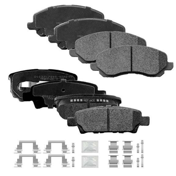 ACB ZONE Front & Rear Disc Ceramic Brake Pads Set w/Hardware Fit for 2004-2016 Mitsubishi Lancer/Chrysler 200 Sebring Dodge Avenger Caliber Jeep Compass (mk) Patriot (mk)