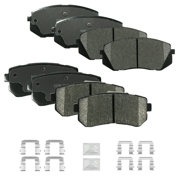 ACB ZONE Front & Rear Disc Ceramic Brake Pads Set w/Hardware Fit for 2010 2011 2012 2013 2014 2015 2016 2017 Hyundai Tucson 2011-2015 KIA Sportage 2014-2016 KIA Cadenza
