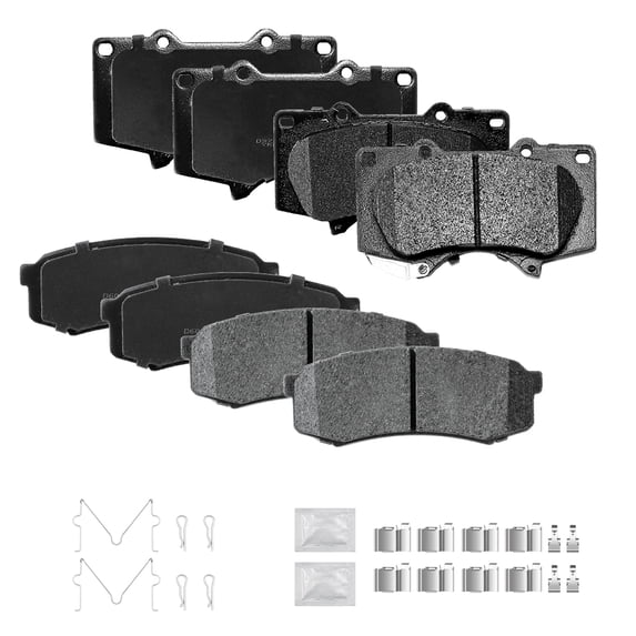 ACB ZONE Front & Rear Disc Ceramic Brake Pads Set w/Hardware Fit for 2010-2021 Lexus GX460/ GX470 2001-207 TOYOTA Sequoia for Toyota 4Runner FJ Cruiser