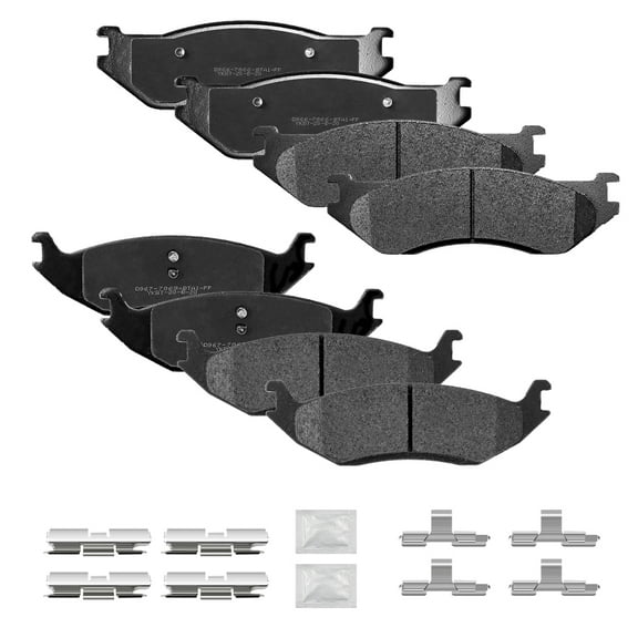 ACB ZONE Front & Rear Disc Ceramic Brake Pads Set w/Hardware Fit for 2003 2004 2005 2006 Dodge Durango 2005 Dodge Ram 1500 2003 Dodge Ram 1500 Van