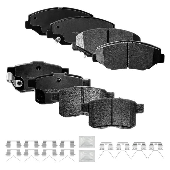 ACB ZONE Front & Rear Disc Ceramic Brake Pads Set w/Hardware Fit for 2008 - 2017 Honda Accord LX LX-S