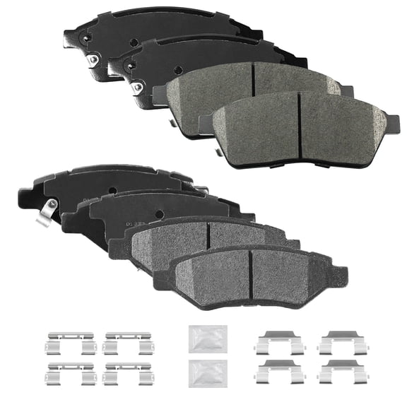 ACB ZONE Front & Rear Disc Ceramic Brake Pads Set w/Hardware Fit for 2010 2011 2012 2013 2014 2015 2016 Cadillac Srx 2011 Saab 9-4X