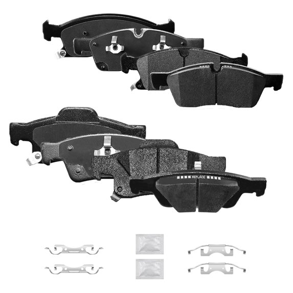 ACB ZONE Front & Rear Disc Ceramic Brake Pads Set w/Hardware Fit for 2011 2012 - 2020 Dodge Durango 2011-2018 Jeep Grand Cherokee