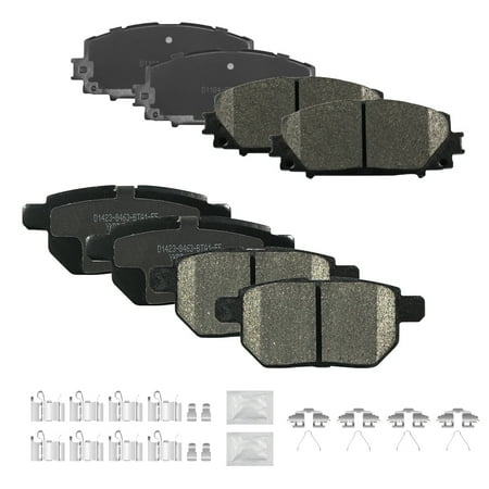 ACB ZONE Front & Rear Disc Ceramic Brake Pads Set w/Hardware Fit for 2011-2017 Lexus CT200h 2010-2020 Toyota Prius/Toyota Prius AWD-e Prime