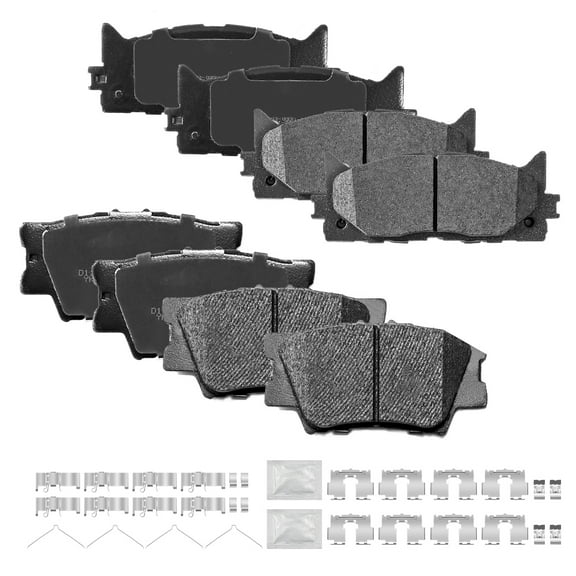 ACB ZONE Front & Rear Disc Ceramic Brake Pads Set w/Hardware Fit for 2013-2018 Toyota Avalon Camry/2007-2017 Lexus ES350 ES300h