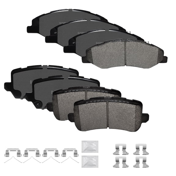 ACB ZONE Front & Rear Disc Ceramic Brake Pads Set w/Hardware Fit for 2018 2019 2020 Honda Odyssey