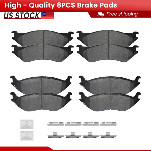 ACB ZONE Front and Rear Ceramic Brake Pads with Hardware for 2002 2003 2004 Dodge Ram 1500 (P-897, P-898)