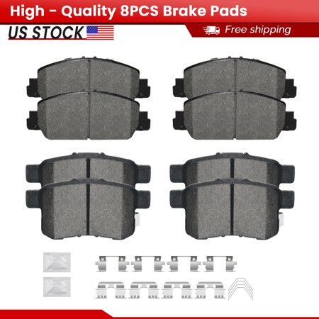 ACB ZONE Front and Rear Ceramic Brake Pads with Hardware for 2013 2014 2015 2016 2017 Honda Accord No LX (1654, 1451)