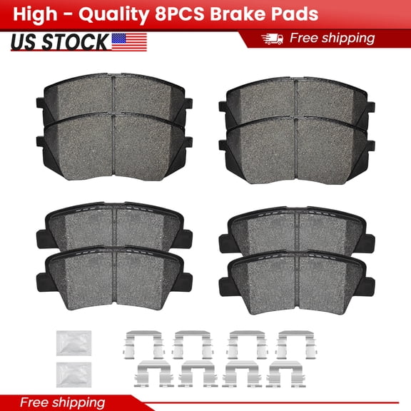 ACB ZONE Front and Rear Ceramic Brake Pads with Hardware for 2014 - 2016 Kia Cadenza 2015 Kia Soul EV 2015 2016 Hyundai Sonata (P-1295, P-1544)
