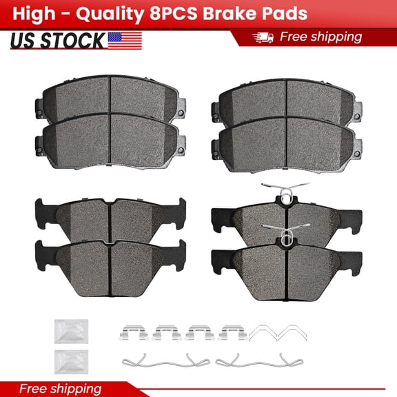 ACB ZONE Front and Rear Ceramic Brake Pads with Hardware for 2015 2016 2017 - 2019 Subaru Legacy (P-1521, P-1808)