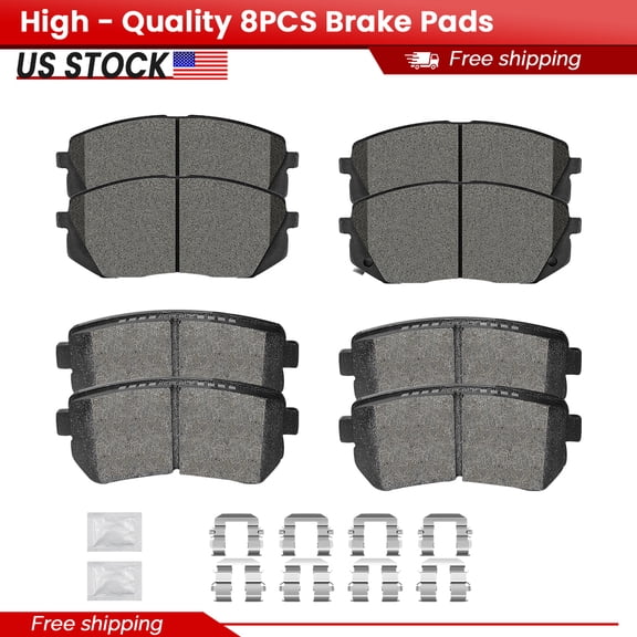 ACB ZONE Front and Rear Ceramic Brake Pads with Hardware for 2015 2016 Hyundai Sonata (1826, 1157)